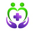 People couple together Heart care logo. Royalty Free Stock Photo