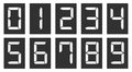 Countdown numbers flip counter vector isolated set. Gradient font style flip clock or scoreboard mechanical numbers 0 to 9 set.