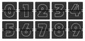 Countdown numbers flip counter vector isolated set. new style retro flip clock or scoreboard mechanical numbers 1 to 0