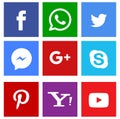 Set of popular social media icons Facebook, WhatsApp, twitter, Instagram, YouTube and more icons. Royalty Free Stock Photo