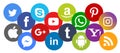 Set of popular social media icons Facebook, WhatsApp, twitter, Instagram, YouTube and more icons. Royalty Free Stock Photo