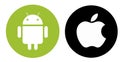 Android and Apple logos.