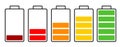 Battery charge indicator icons set. Charging level full power low to high up. Gadget, Icon energy status vector Royalty Free Stock Photo