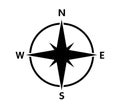 Compass main directions vector icon black white background Royalty Free Stock Photo