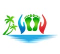 Footprint sign beach holiday logo