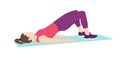 Girl Doing Glute Bridge Exercise Colorful Concept Illustration.