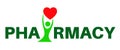 Pharmacy logo. human with pharmacy cross icon vector, isolated on a dark-green background. Royalty Free Stock Photo
