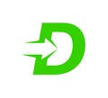 D letter with arrow. Delivery vector logo. D letter logo. Express delivery.
