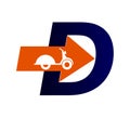 D letter with arrow. Delivery vector logo. D letter logo. Express delivery.