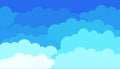 Cloud background, cartoon blue sky with white clouds pattern. Vector abstract flat graphic vector illustration design background Royalty Free Stock Photo