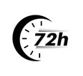 72 hours clock new vector icons. Delivery service, speedy delivery online deal remaining time web site symbols.