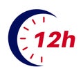 12 hours clock vector icon.