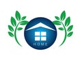 House, home, real estate, green concept logo vector design Royalty Free Stock Photo