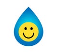 Smiley yellow face in water drop emoji on white background Royalty Free Stock Photo