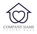 House logo/Love Union happy Heart shaped home house logo. Royalty Free Stock Photo