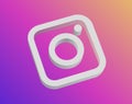 Instagram Logo 3d Minimal Simple Design Template. Copy Space 3D Royalty Free Stock Photo