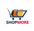 SHOPMORE Shopping cart logo design, cart icon design.