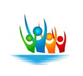 Traveling, travel, Beach happy people logo water vector logo design