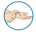 Image of a person cleaning hands with hand sanitizer.