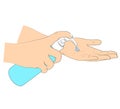 Sanitation hand concept illustration, flat style, Please wash your hands.