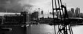 London Docklands panoramic view in black and white Royalty Free Stock Photo