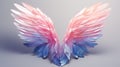 Dreamy abstract feathered angel wings in glowing pastel colors. Bird wings tattoo.