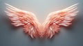 Dreamy abstract feathered angel wings in glowing pastel colors. Bird wings tattoo.