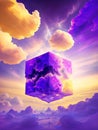 Dreamy Abstract Space with Floating Cube