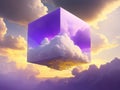 Dreamy Abstract Space with Floating Cube