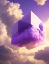 Dreamy Abstract Space with Floating Cube