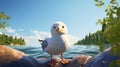 Dreamy Animated Bird In Marine Biology-inspired Style