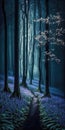 Dreamy Bluebell Forests Fairy Tale Charm Landscape Mobile Wallpaper. Generative AI