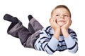 Dreamy boy on the floor Royalty Free Stock Photo