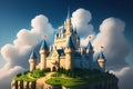 Dreamy castle in the sky with clouds generated by ai