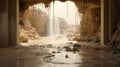 Dreamy Cave With Waterfall: A Photorealistic Oasis In Saudi Arabia Desert