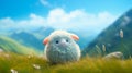 Dreamy Cheviot: A Cute Cartoon Sheep In Studio Ghibli Style