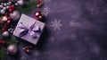 Dreamy Christmas Box And Purple Fir On A Rich Textured Background Royalty Free Stock Photo