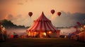 Dreamy circus tent, aerostatic hot air ballons