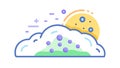 Dreamy Cloud with Sun Moon Icon, Daydream, Fantasy Celestial Harmony, vector design Generative AI Royalty Free Stock Photo