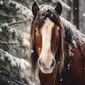 Dreamy Clydesdale Head In Winter Wonderland Royalty Free Stock Photo