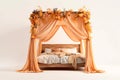 Dreamy Cottagecore Delight: Whimsical Canopy Bed on White Background