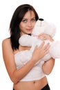 Dreamy cute girl with a teddybear Royalty Free Stock Photo