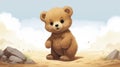 Dreamy Desert Teddy Bear Illustration Inspired By Studio Ghibli