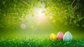 Dreamy Easter background with dappled sunlight filtering through tree branches