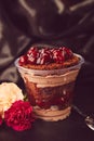 Dreamy Escapism Dessert - Natural sugar free, vegan, healthy layered dessert with fresh cherry. Catering, desserts in