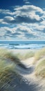 Dreamy Expressionism Photography: Hypnotic Grasslands Ocean Waves Over North Beach Sand Royalty Free Stock Photo