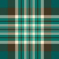 Dreamy fabric seamless background, calm vector plaid pattern. Rough check texture textile tartan in teal and pastel colors