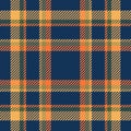 Dreamy fabric tartan background, yuletide texture pattern textile. Template check seamless plaid vector in blue and orange colors