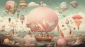 A dreamy, fantasy landscape in an animated style. AI Generated