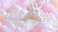 Dreamy giraffe head in pastel bubbles with pink and white foam Royalty Free Stock Photo